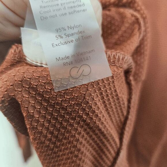 Calia Carrie Underwood Bubble Mesh Long Sleeve V-Neck Waffle Shirt Women's Bro - Picture 4 of 5